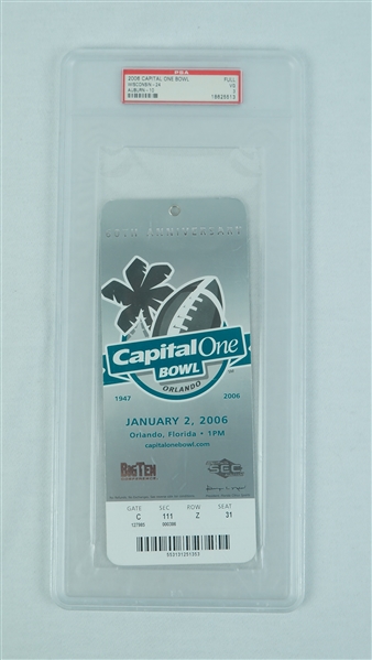 Wisconsin vs. Auburn 2006 Capital One Bowl PSA Graded FULL Ticket