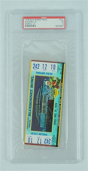 Stanford vs. Georgia 1978 Blue Bonnet Bowl PSA Graded FULL Ticket