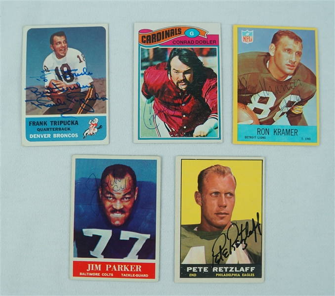 Lot of 5 Vintage NFL Autographed Football Cards