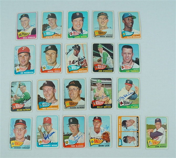 Lot of 21 Autographed 1965 Topps Baseball Cards