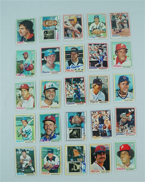 Lot of 25 Autographed 1978 Topps Baseball Cards