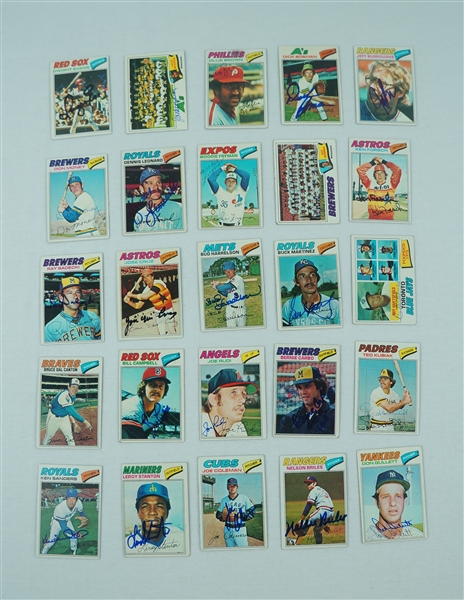 Lot of 25 Autographed 1977 Topps Baseball Cards