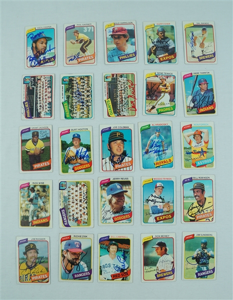 Lot of 25 Autographed 1980 Topps Baseball Cards