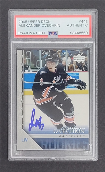 Alexander Ovechkin Autographed 2005 Upper Deck #443 Rookie Card PSA Slabbed