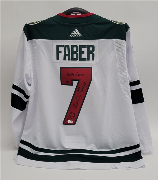 Brock Faber Autographed & Multi-Inscribed Minnesota Wild Jersey Beckett