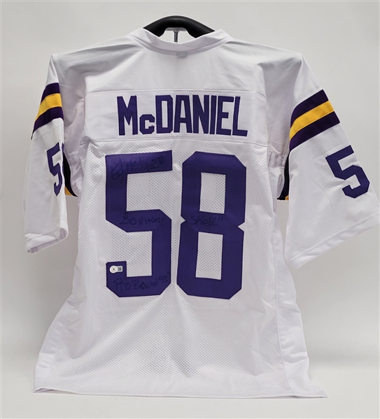 Ed McDaniel Autographed & Multi-Inscribed Custom Jersey Beckett