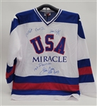 Jim Craig RARE Autographed Limited Edition Miracle Movie Premier Jersey Signed by Wayne Gretzky, Cal Ripken Jr., & Joe Montana JSA