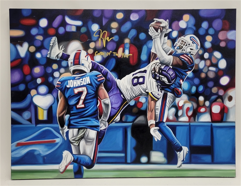 Justin Jefferson Autographed & Inscribed Original Ben Labuzzetta 30x40 Canvas Painting w/ Beckett LOA