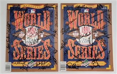 Lot of (2) Minnesota Twins & Atlanta Braves Team Signed 1991 World Series Scorebooks w/ Beckett LOAs