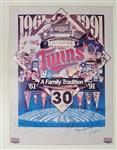 1991 Minnesota Twins Team Signed 30th Anniversary Mounted Poster w/ Beckett LOA