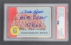 Pete Rose Autographed & Inscribed 1963 Topps #63 Reds Team Card PSA Auto 10