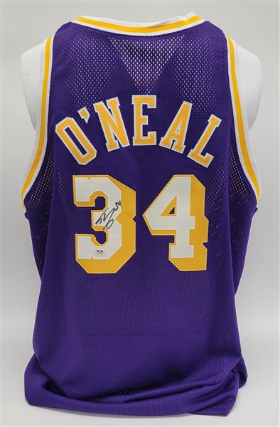 Shaquille ONeal 1997-98 Los Angeles Lakers Game Used & Autographed Jersey PSA/DNA w/ Dave Miedema LOA