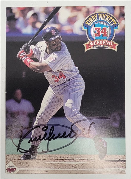 Kirby Puckett Autographed "Kirby Puckett Weekend" Postcard w/ Beckett LOA