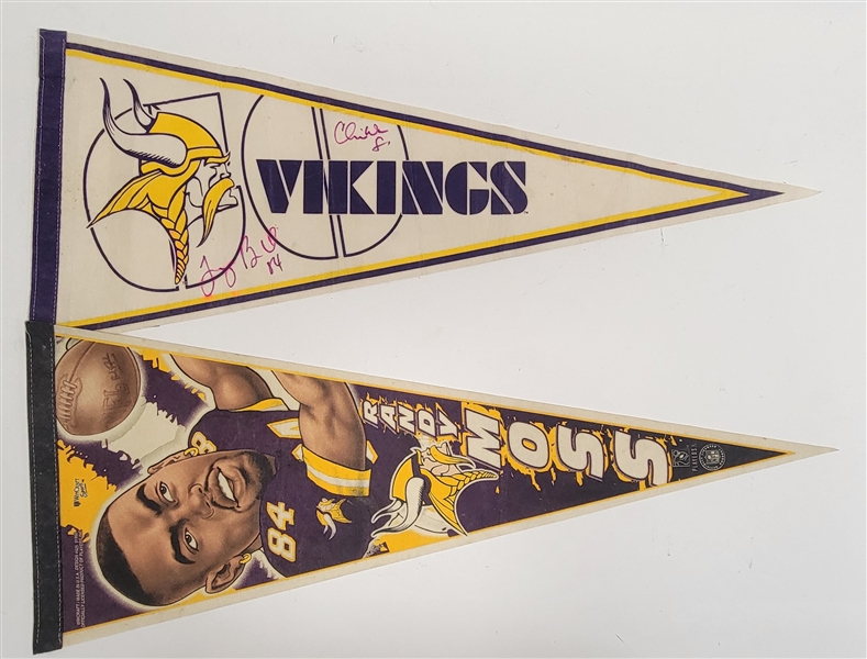 Lot of 2 Vintage Minnesota Vikings Pennants