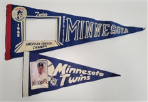 Lot of 2 Vintage Minnesota Twins Photo Pennants