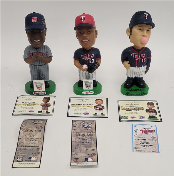 Lot of 3 Minnesota Twins Autographed Giveaway Bobbleheads