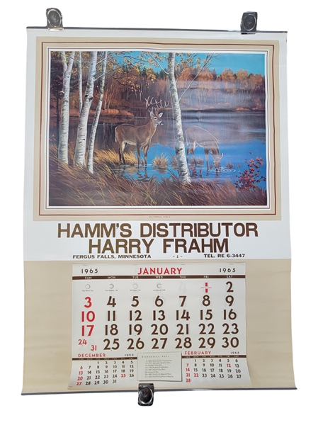 Vintage 1965 Hamms Beer Wildlife Poster Calendar