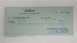 Max Winter & Sid Hartman Signed Minneapolis Lakers Check From 1953