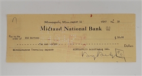 Sid Hartman Signed Check From 1947