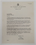 Bud Wilkinson Signed University of Oklahoma Letter to Sid Hartman JSA