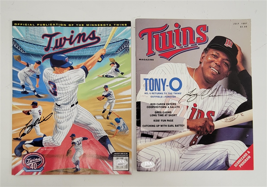 Lot of 2 Tony Oliva Autographed Minnesota Twins Magazines JSA