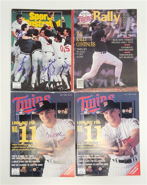 Lot of 4 Minnesota Twins Autographed Magazines JSA