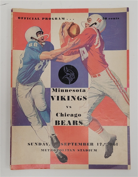 Vintage 1961 Minnesota Vikings vs. Chicago Bears Official Program *1st Minnesota Vikings Game Ever Played*