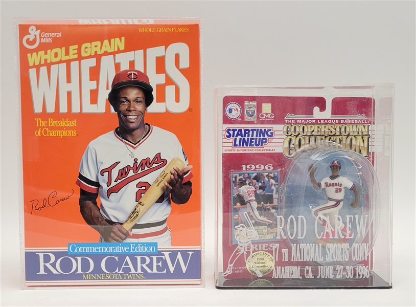 Rod Carew Cooperstown Collection Starting Lineup & Wheaties Box