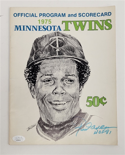 Rod Carew Autographed & HOF Inscribed 1975 Minnesota Twins Official Program JSA