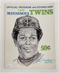 Rod Carew Autographed & HOF Inscribed 1975 Minnesota Twins Official Program JSA