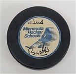 Herb Brooks Autographed Minnesota Hockey Schools Hockey Puck JSA