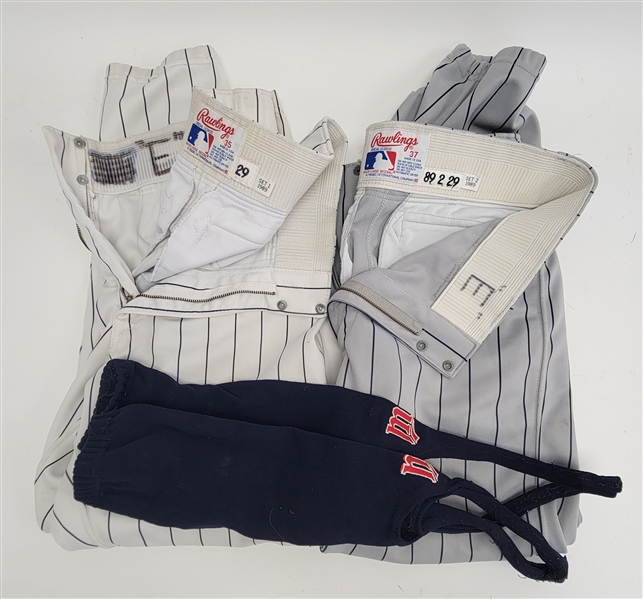 Rod Carew Lot of (2) Pairs of 1989 Minnesota Twins Coaches Worn Pants & Stirrups