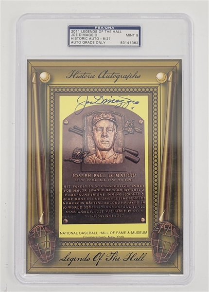 Joe DiMaggio Autographed 2011 Legends of the Hall Historic Auto LE #8/27 PSA 9