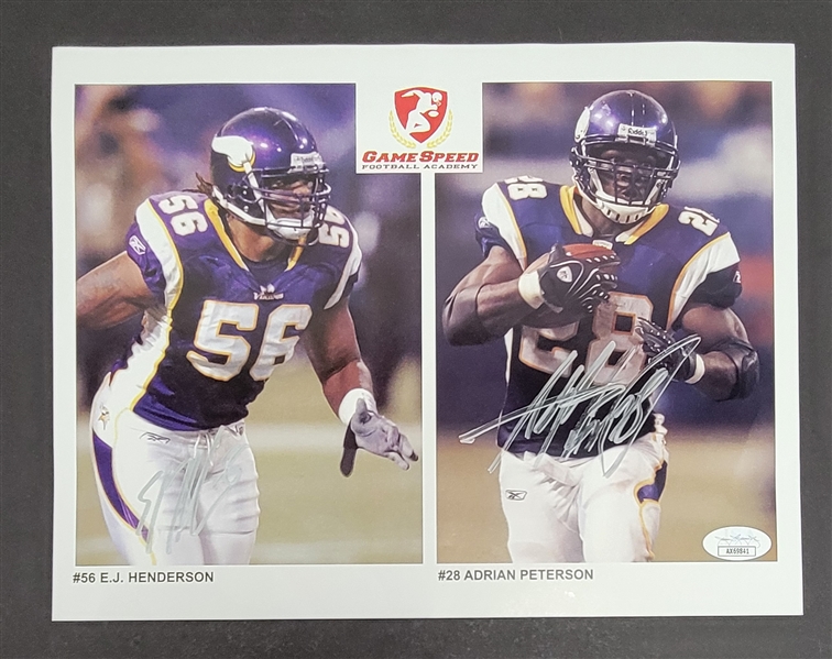 Adrian Peterson & EJ Henderson Dual Autographed 8x10 Photo JSA