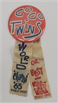 Tony Oliva & Zoilo Versalles Dual Autographed Vintage 1965 Minnesota Twins "Go Go Twins" Ribbon Button