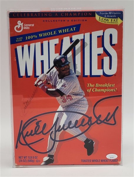 Kirby Puckett Autographed Wheaties Box JSA