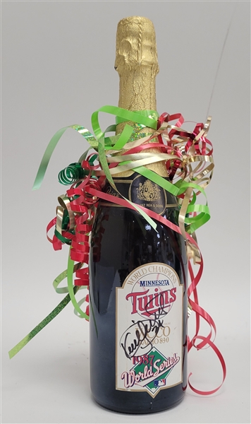 Kirby Puckett Autographed 1987 Minnesota Twins World Series Championship Champaign Bottle w/ Beckett LOA