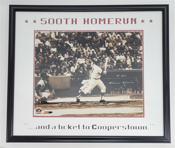 Harmon Killebrew Autographed & Inscribed Framed 500th Homerun 16x20 Photo