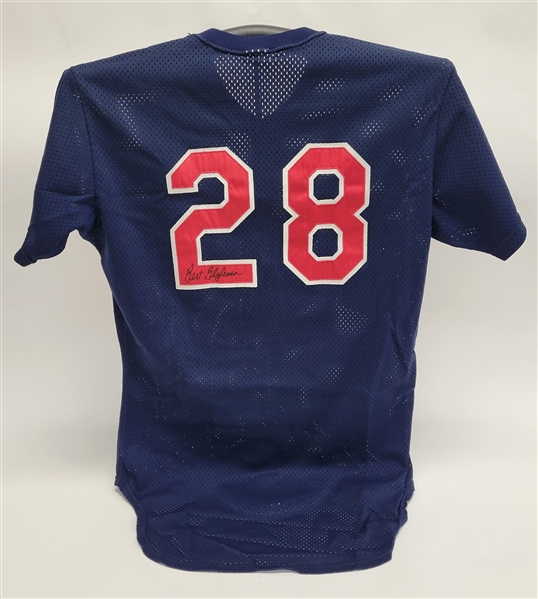 Bert Blyleven c. 1980s Minnesota Twins Game Used & Autographed BP Jersey w/ Blyleven Letter of Provenance