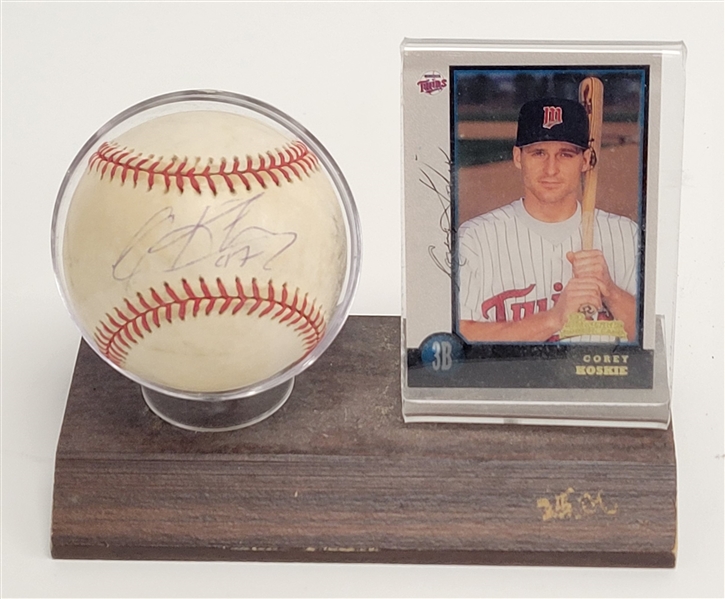 Corey Koskie Autographed OAL Baseball & Card