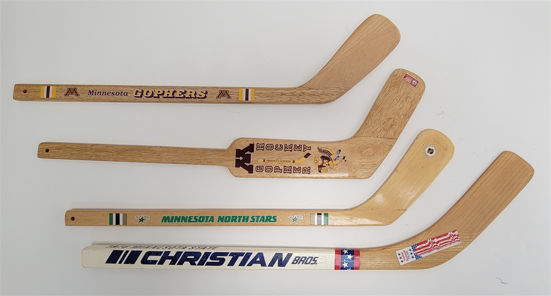 Lot of 4 Minnesota Souvenir Mini Hockey Sticks