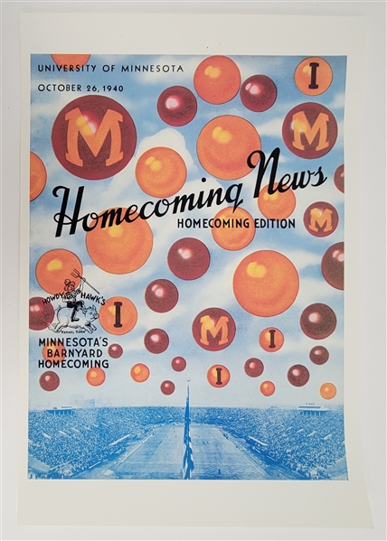 1940 Minnesota Gophers Football Homecoming Replica Poster