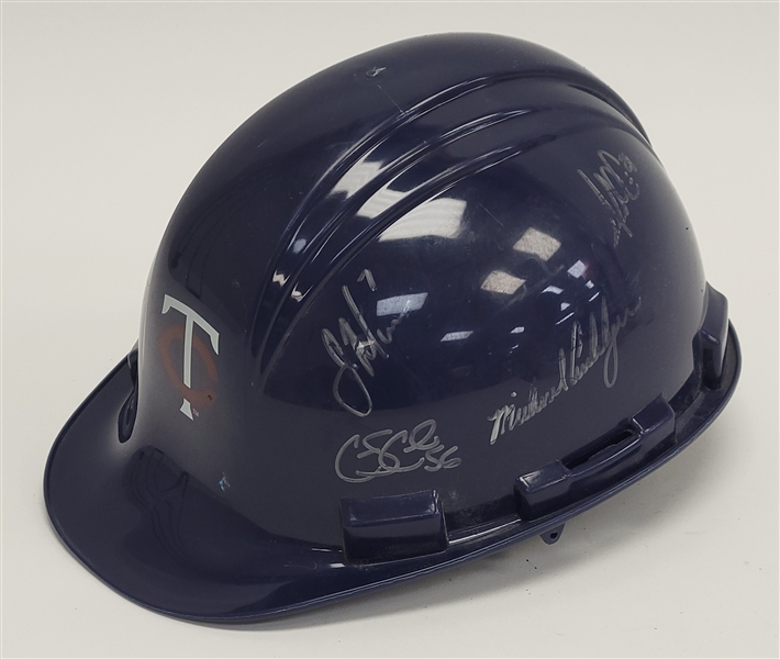 2010 Minnesota Twins Autographed Target Field Construction Helmet w/Joe Mauer 