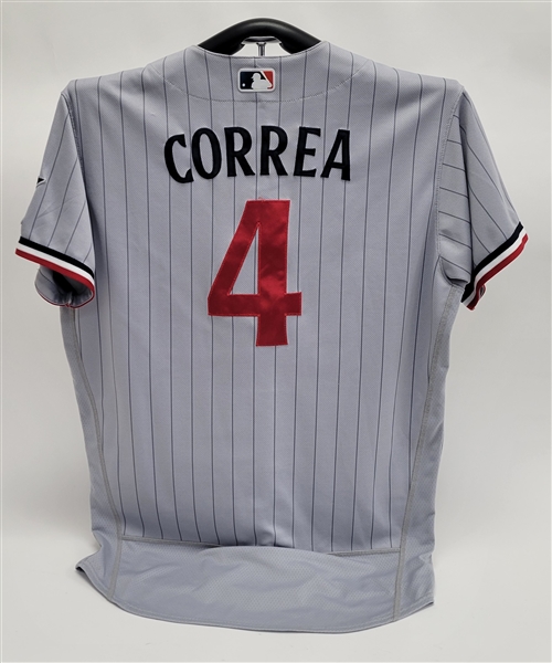 Carlos Correa 2023 Minnesota Twins Game Used HR Jersey From First Game With the New Pinstripe Jersey MLB