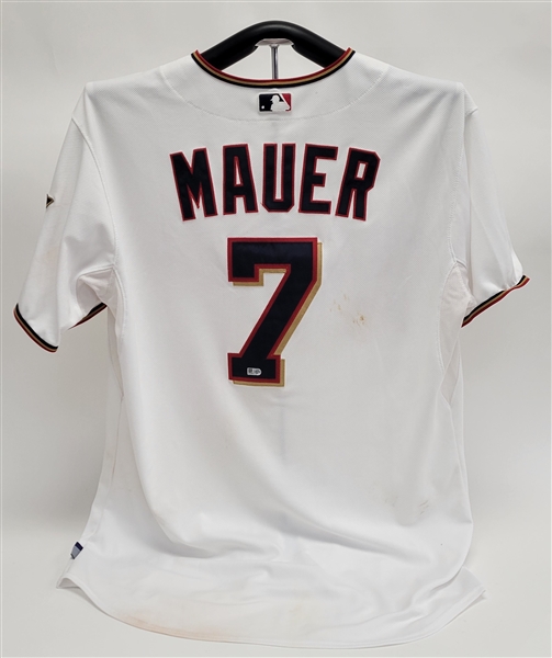 Joe Mauer 2015 Minnesota Twins Game Used Home Opener April 13th vs KC Jersey MLB