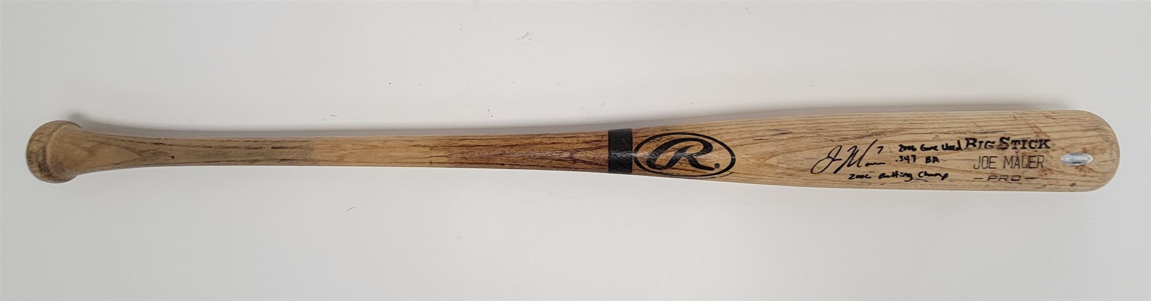 Joe Mauer 2006 Minnesota Twins Game Used & Autographed Bat From Batting Title Year