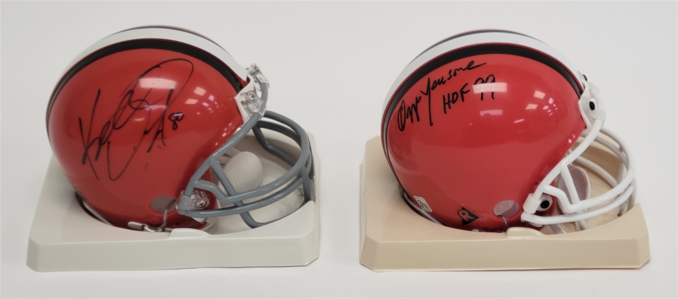 Lot of 2 Ozzie Newsome & Kellen Winslow Jr. Autographed Cleveland Browns Mini Helmets