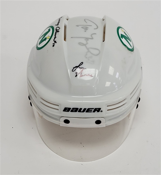 Multi-Signed Minnesota North Stars Mini Helmet w/ 4 Signatures Including Lou Nanne