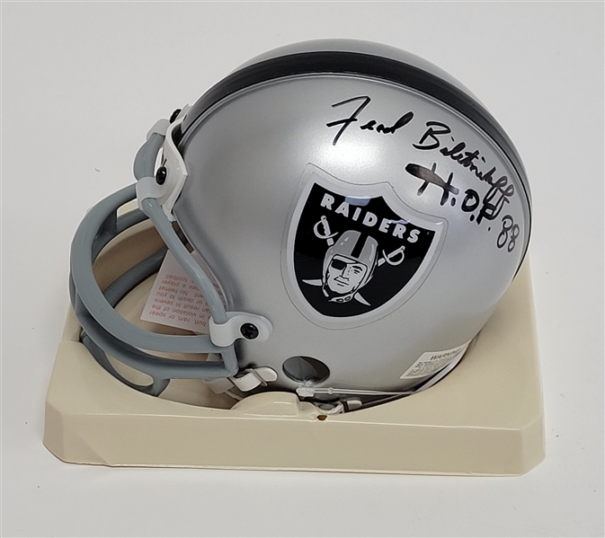 Fred Biletnikoff Autographed & HOF Inscribed Oakland Raiders Mini Helmet