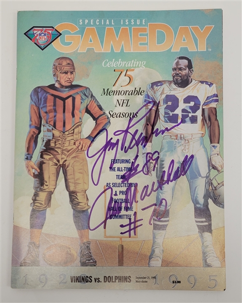 Jim Marshall & Jerry Reichow Dual Autographed 1994 Minnesota Vikings GameDay Program